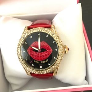 Betsey Johnson red lips Watch authentic